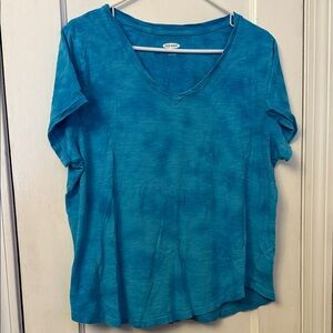 🩵 Old Navy Teal V-Neck Short Sleeve Top Sz XL